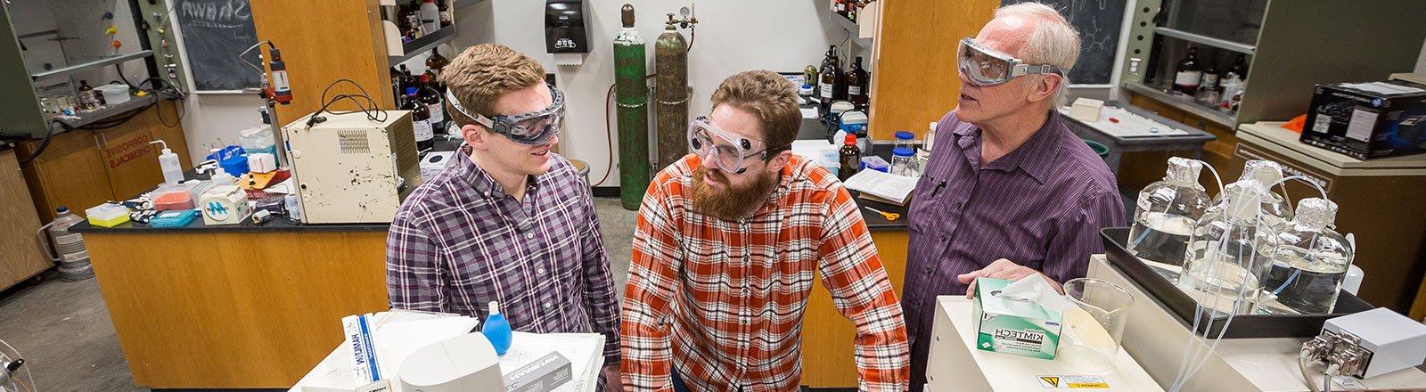 Students in lab with professor